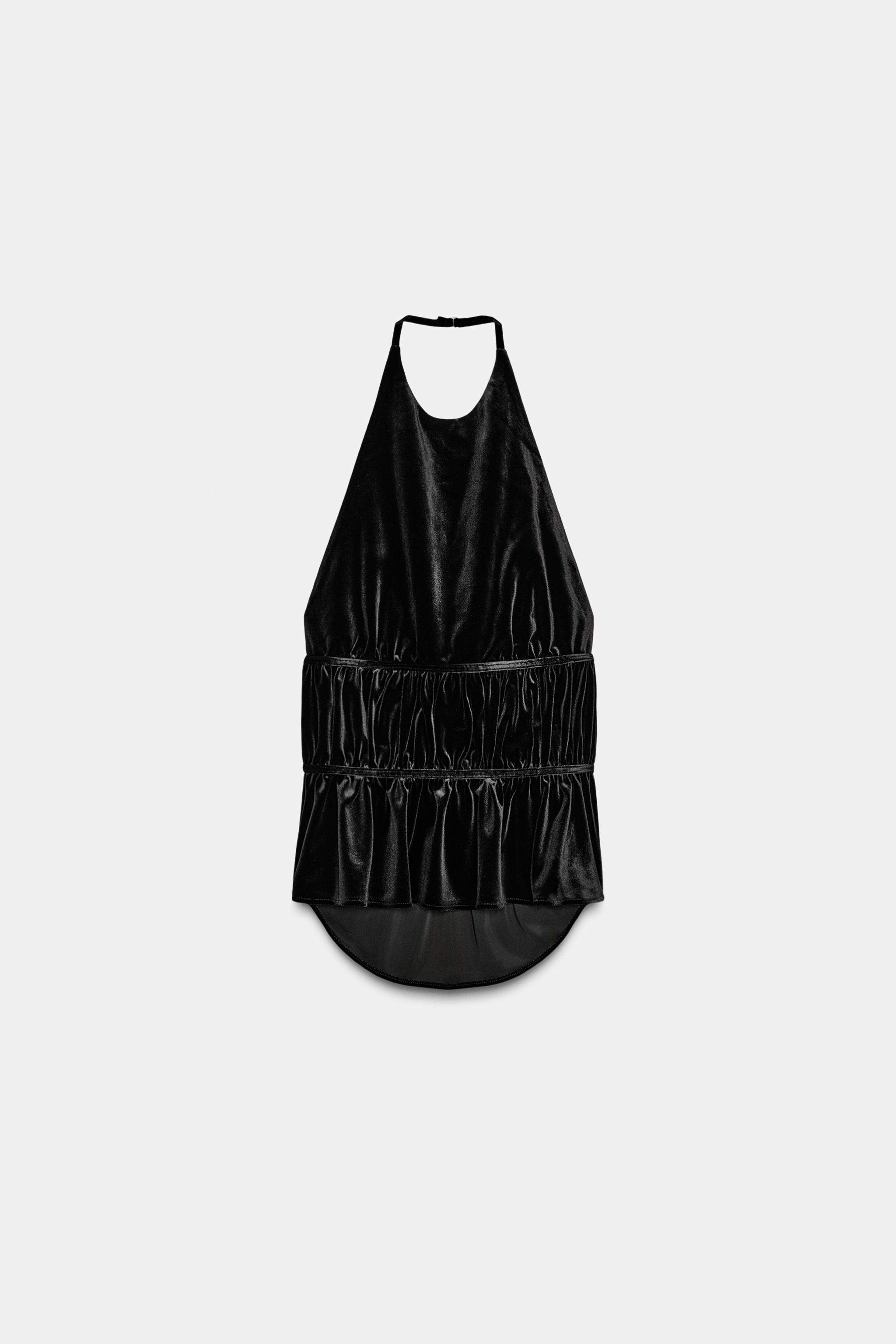 RUCHED VELVET HALTER TOP